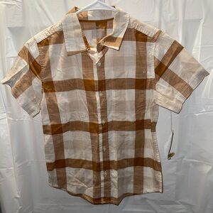 Cat & Jack Boys Medium Size 8 Collared Button Down Plaid Polo Shirt NEW
